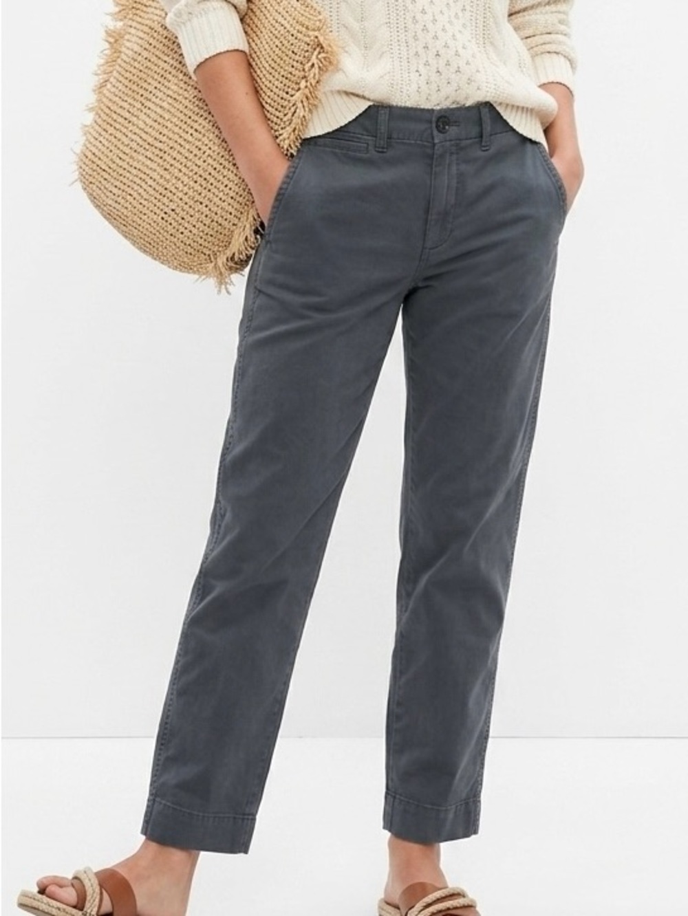 GAP Slate Grey Blue Straight Leg Chino Khaki Pants Gorpcore Quiet Luxury 8